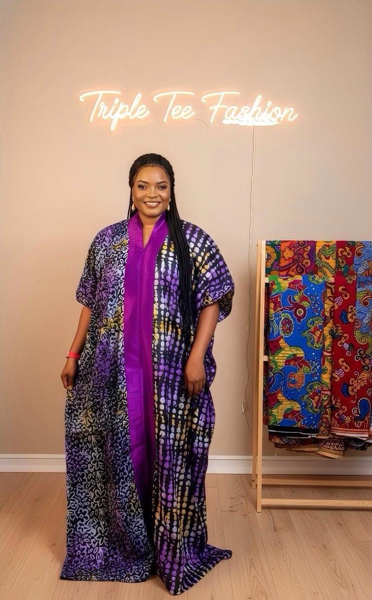 Handmade Adire Batik Kaftan Dress | Nigerian Cotton Boubou