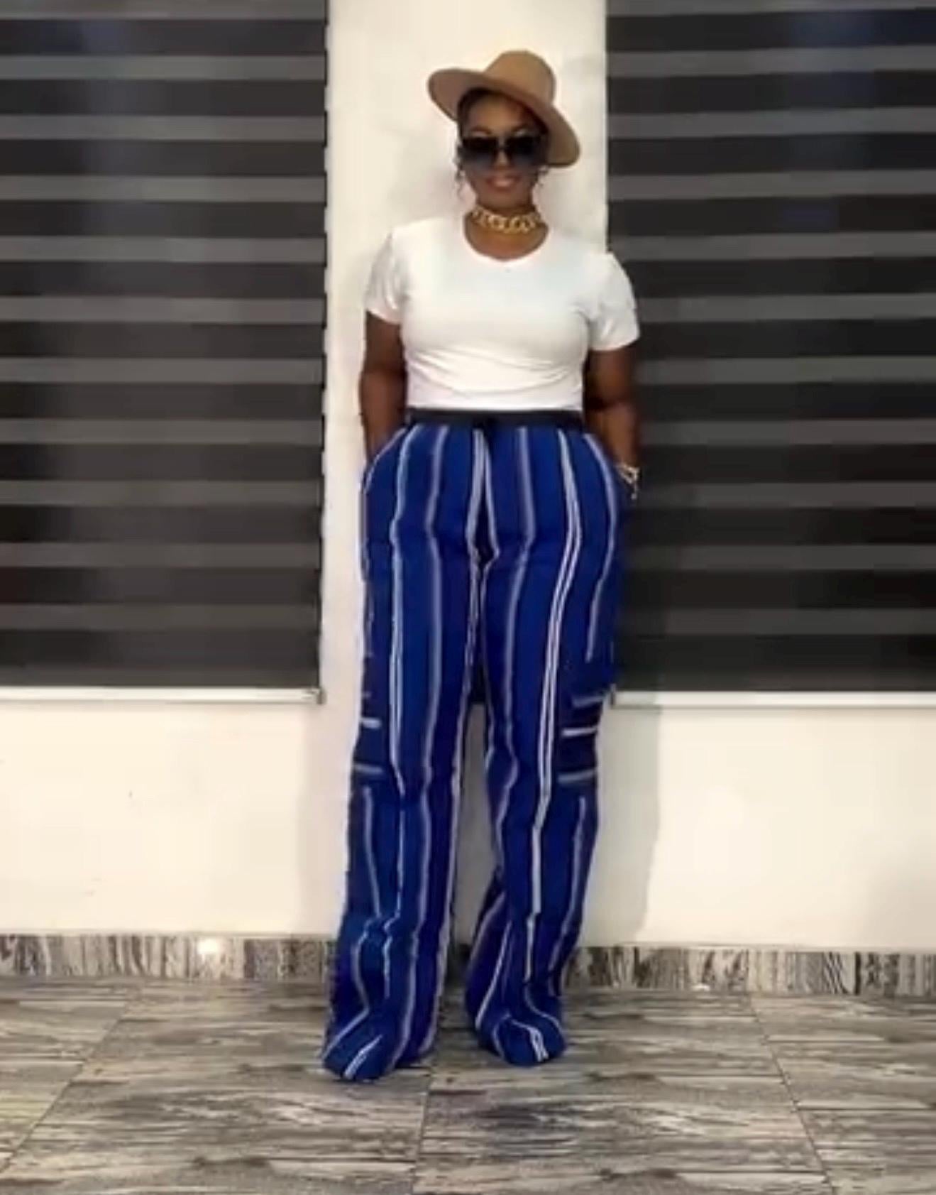 African Handmade Aso Oke Cargo Pants – Bold Striped African Textile| Multiple Sizes | Kaftan| African print dress