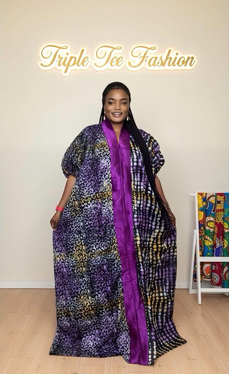 Handmade Adire Batik Kaftan Dress | Nigerian Cotton Boubou
