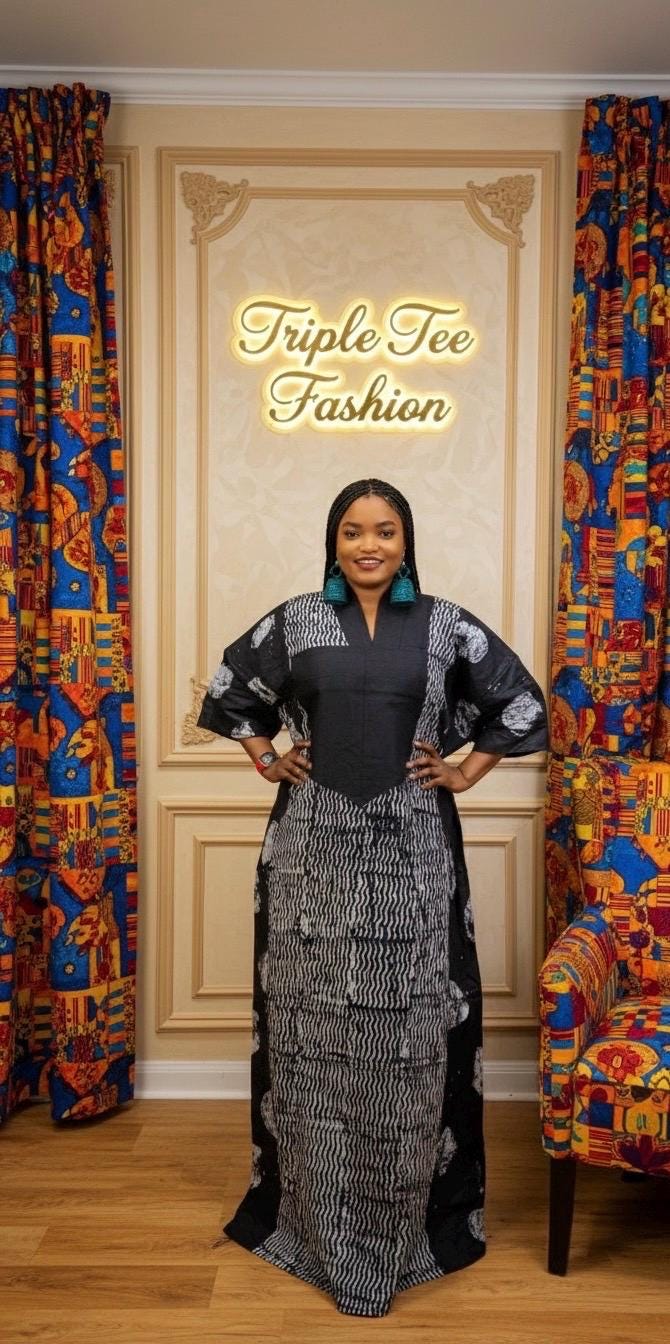 Handmade Adire Batik Kaftan Dress | Nigerian Tie Dye Boubou