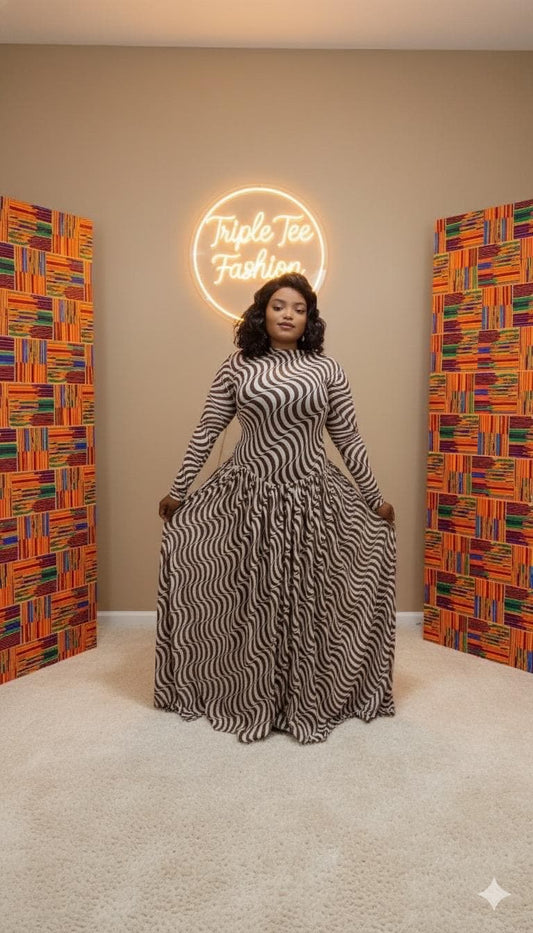 Bloom Mesh Maxi Dress – African-Inspired Floral Elegance | Sizes 12 & 14 | Triple Tee Fashion