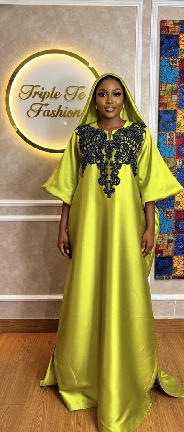 Mikado Boubou Kaftan | African Appliqué Dress