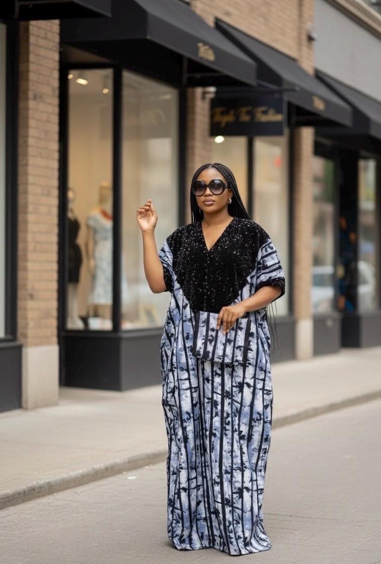 Sequin Ankara Boubou Dress | African Kaftan, Party Gown