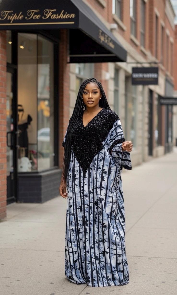Sequin Ankara Boubou Dress | African Kaftan, Party Gown