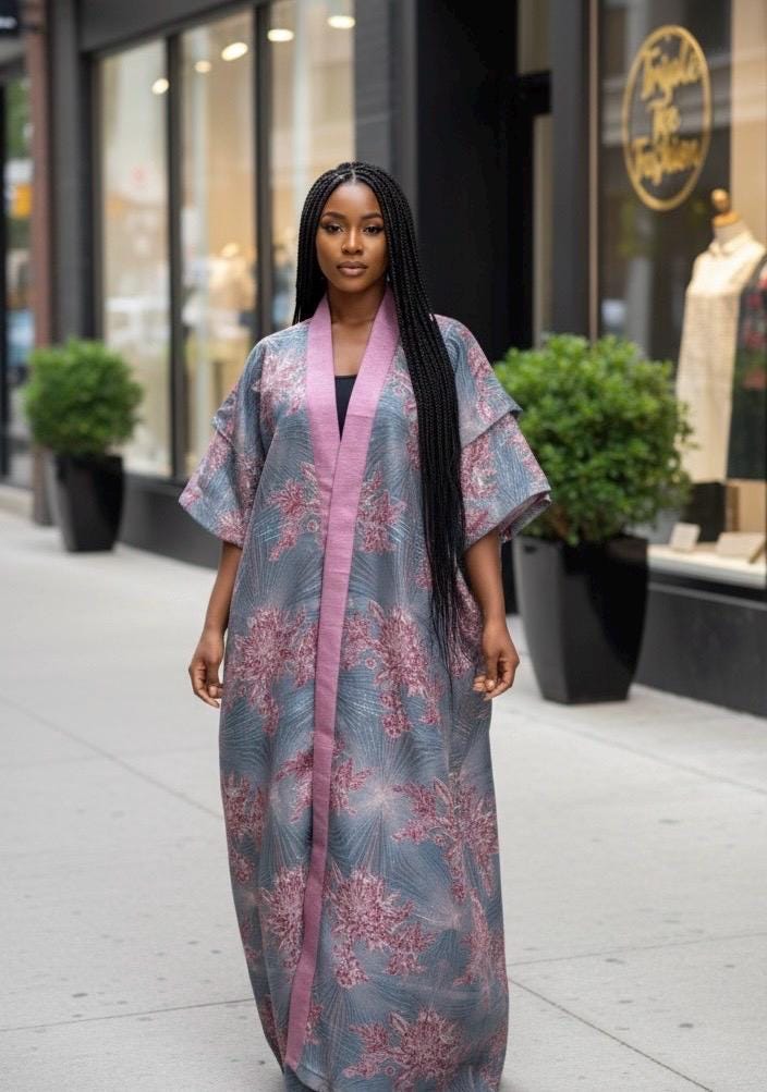 Brocade Kimono and Pants Set: African Style, European Fabric