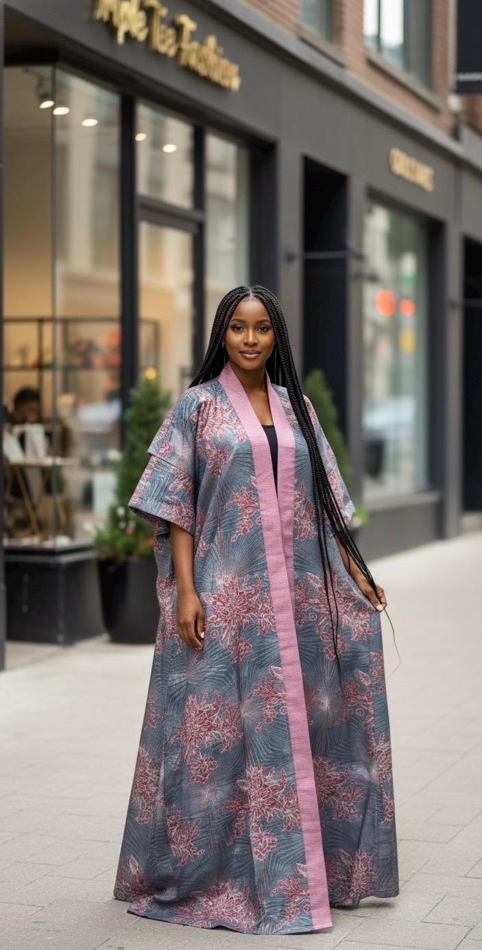 Brocade Kimono and Pants Set: African Style, European Fabric