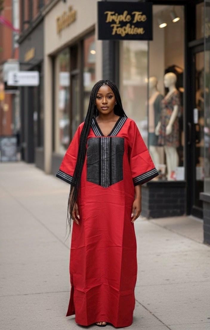 Mikado Aso Oke Boubou Dress | African Kaftan Jalabiya