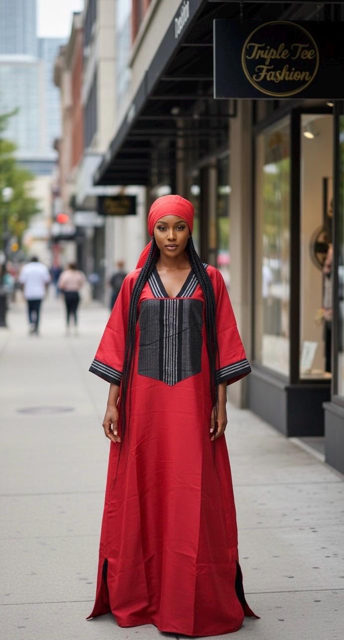 Mikado Aso Oke Boubou Dress | African Kaftan Jalabiya