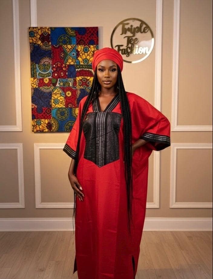 Mikado Aso Oke Boubou Dress | African Kaftan Jalabiya