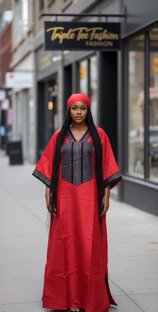 Mikado Aso Oke Boubou Dress | African Kaftan Jalabiya