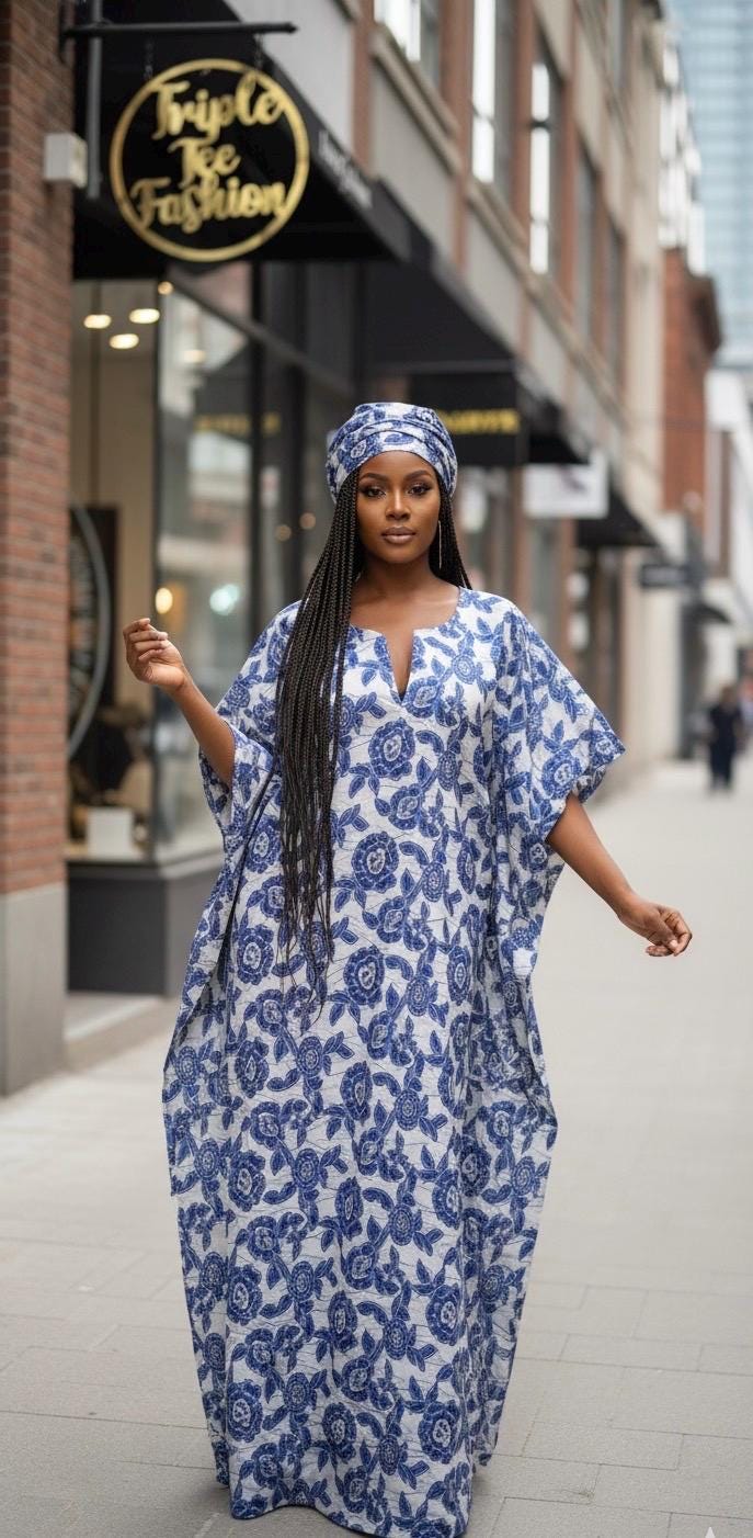 Brocade Boubou Kaftan with Matching Scarf | African Party Dress