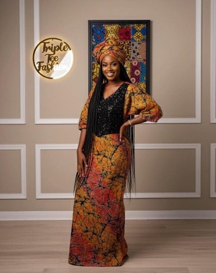 African Print Kampala Kaftan Dress | Sequin Boubou, Rich Aunty Vibes