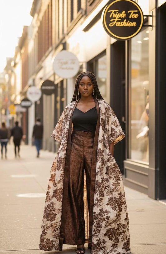 African 2 pieces brocade boubou| kimono and pants| Kaftan| Jalabiya| Rich aunty | Nigerian dress| European brocade