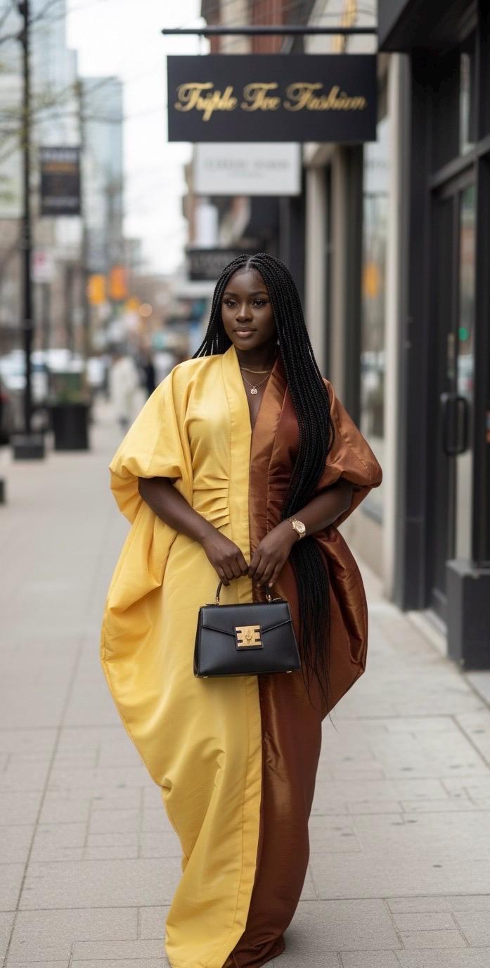 Two-Tone Liquid Mikado Boubou | Nigerian Kaftan Dress