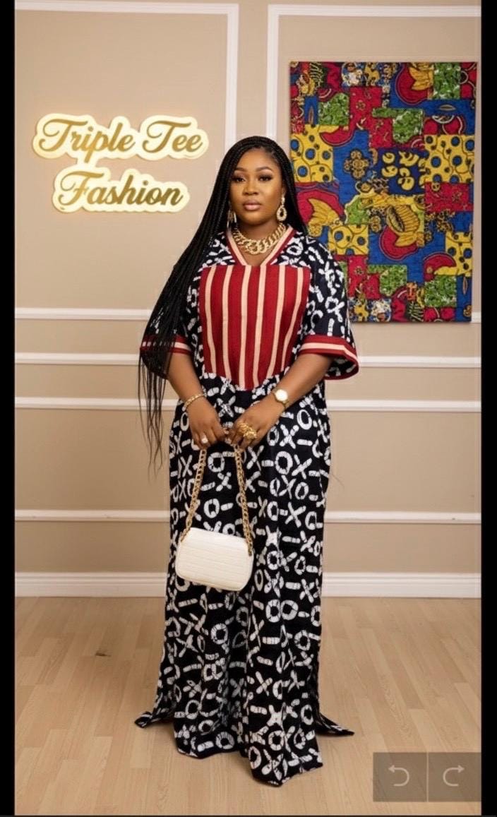 African Ankara Boubou Kaftan | Aso Oke Panel, Modest Dress