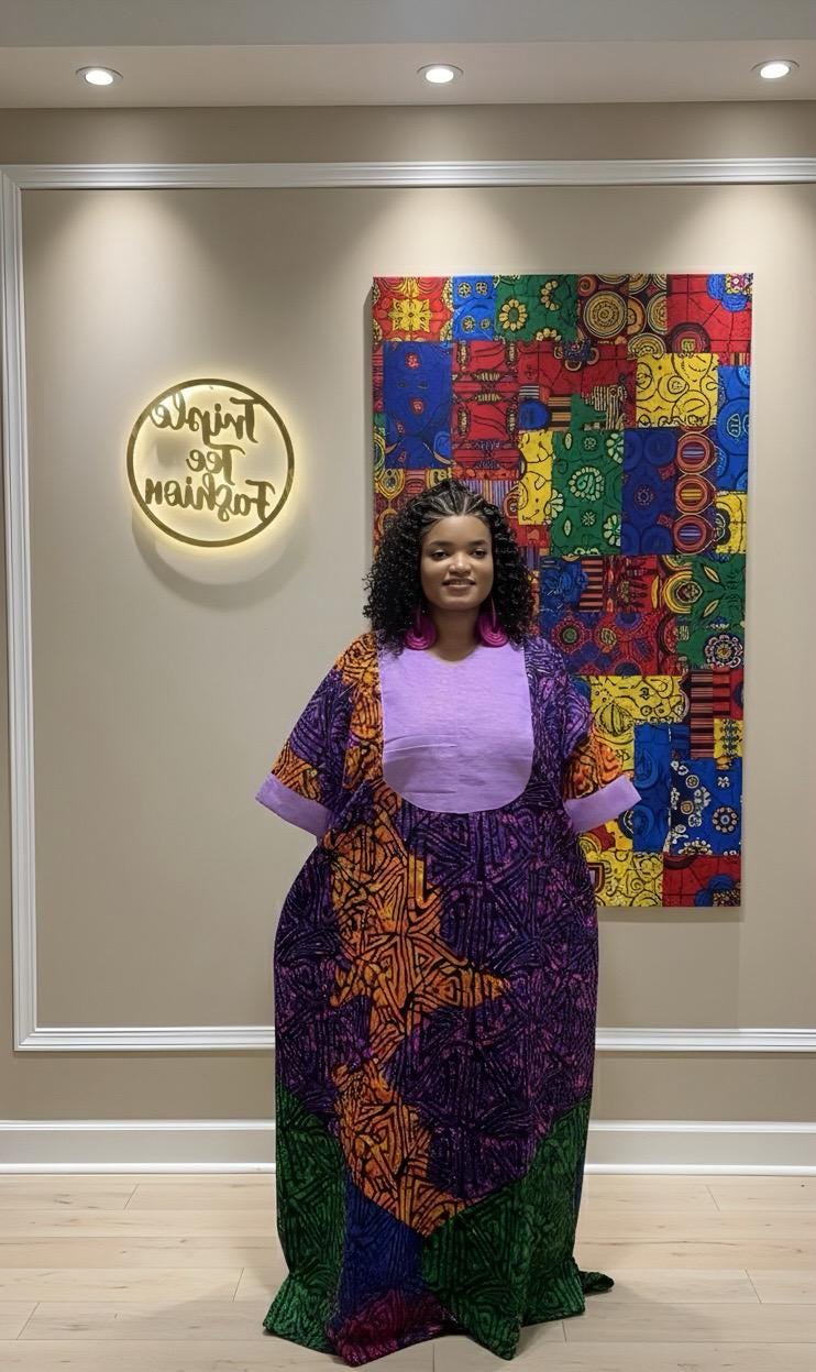 Ankara and Aso oke Kaftan Dress | Nigerian Cotton Bubu, One Size