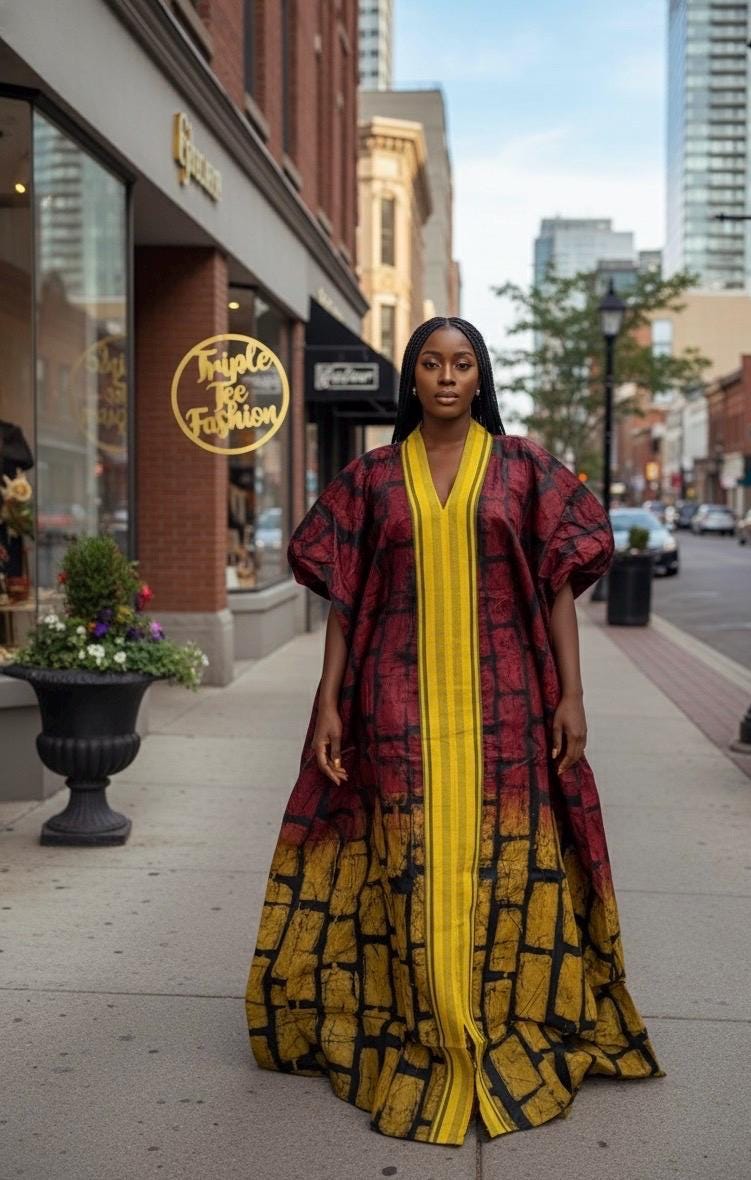 African Adire Batik Boubou dress |Inner belt bubu Kaftan| Handmade African print dress | Nigerian made | Tie and Dye | Rich aunty| Ankara