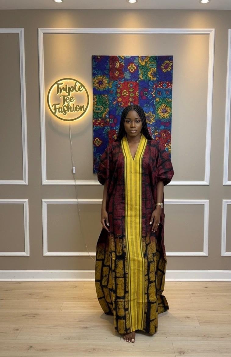 African Adire Batik Boubou dress |Inner belt bubu Kaftan| Handmade African print dress | Nigerian made | Tie and Dye | Rich aunty| Ankara