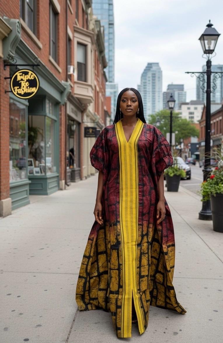 African Adire Batik Boubou dress |Inner belt bubu Kaftan| Handmade African print dress | Nigerian made | Tie and Dye | Rich aunty| Ankara