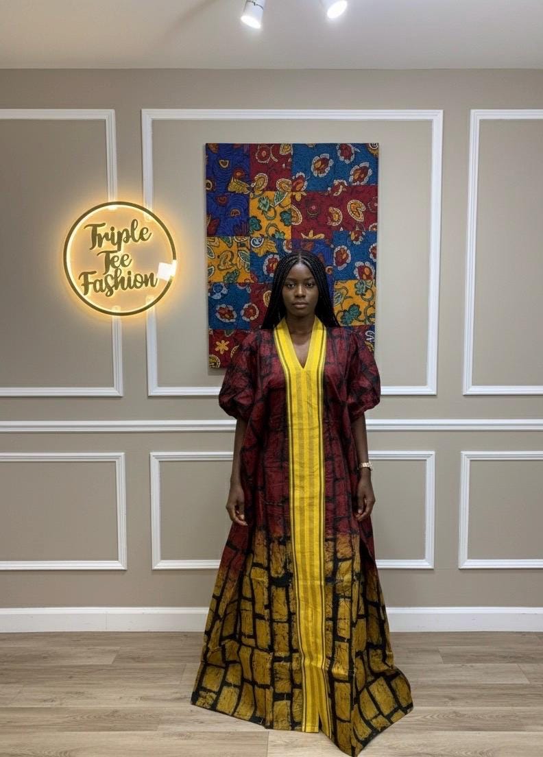 African Adire Batik Boubou dress |Inner belt bubu Kaftan| Handmade African print dress | Nigerian made | Tie and Dye | Rich aunty| Ankara