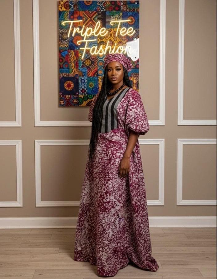 African Adire Batik Boubou dress |Inner belt bubu Kaftan| Handmade African print dress | Nigerian made | Tie and Dye | Rich aunty| Ankara