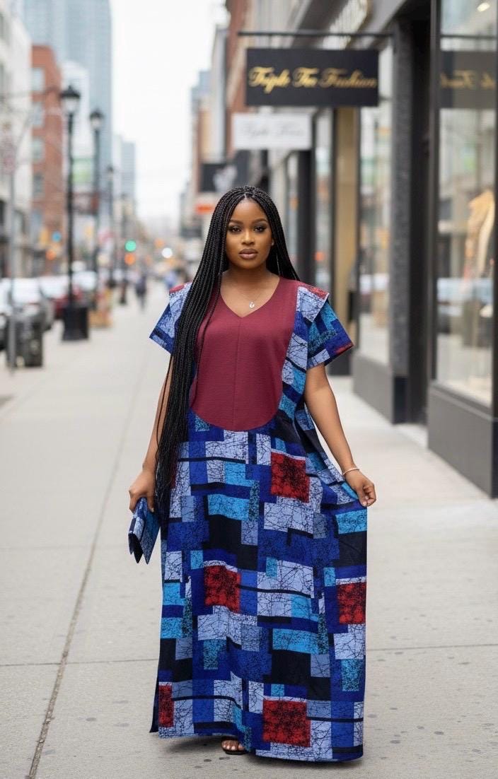 Ankara Kaftan Dress | Nigerian Bubu, One Size