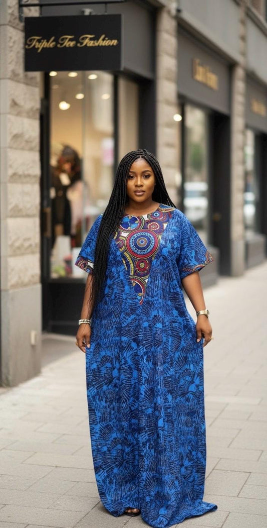 African Ankara Boubou Dress | long danshiki | Kaftan| Jalabiya| Rich aunty | Nigerian dress