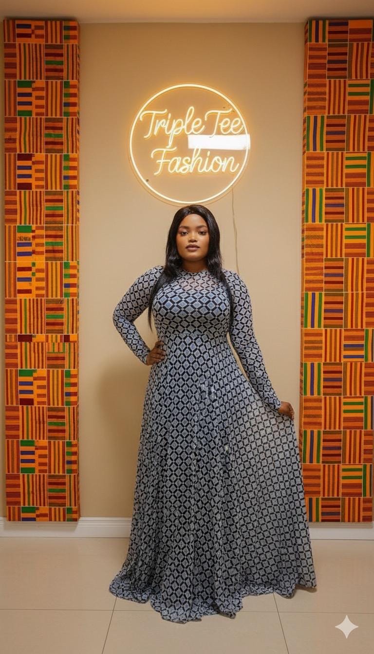 Bloom Mesh Maxi Dress – African-Inspired Floral Elegance | Sizes 12 & 14 | Triple Tee Fashion