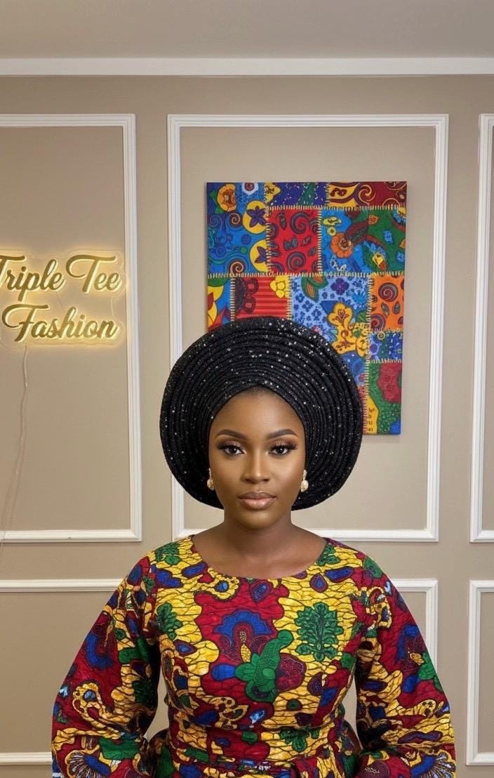 Sequin Fabric African Auto Gele | Pre-Tied Turban Hat