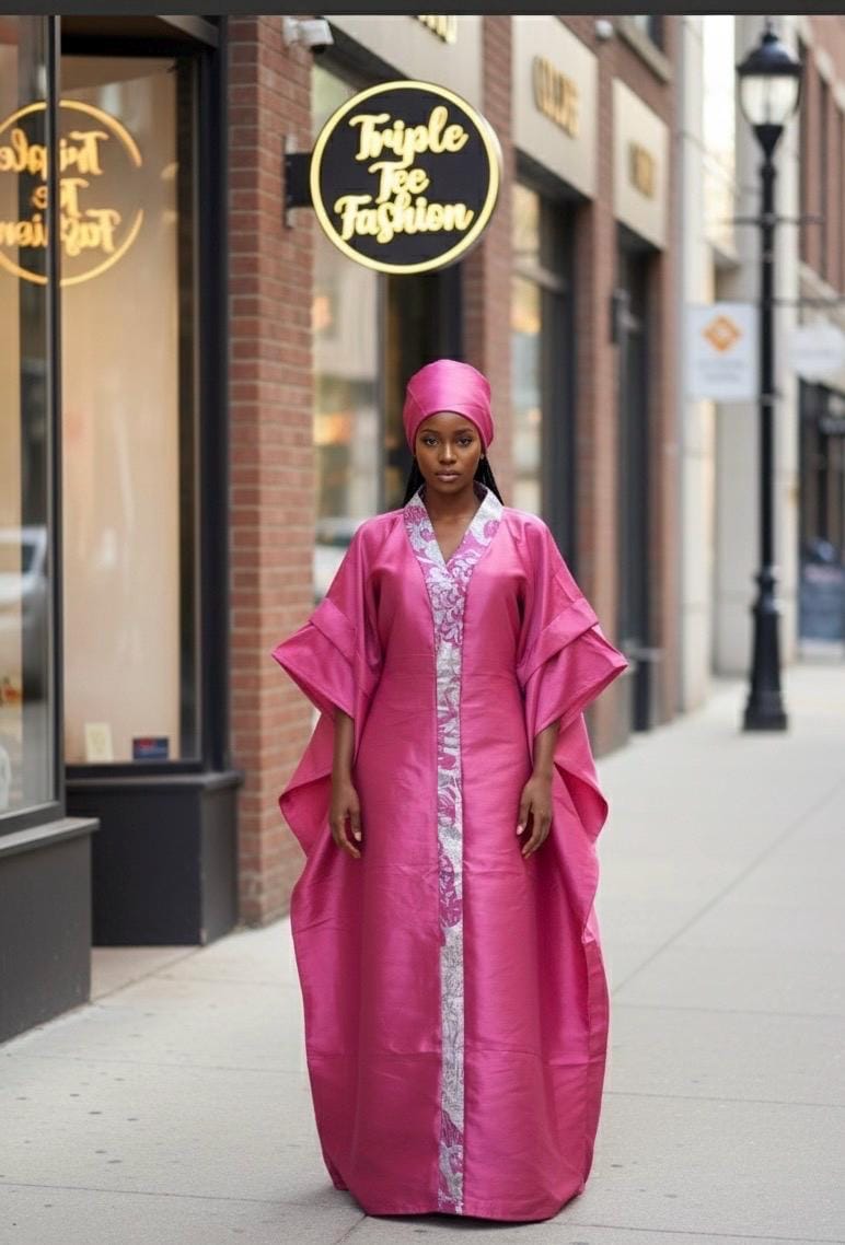 Mikado Brocade Boubou Dress | African Kaftan, One Size Fits All