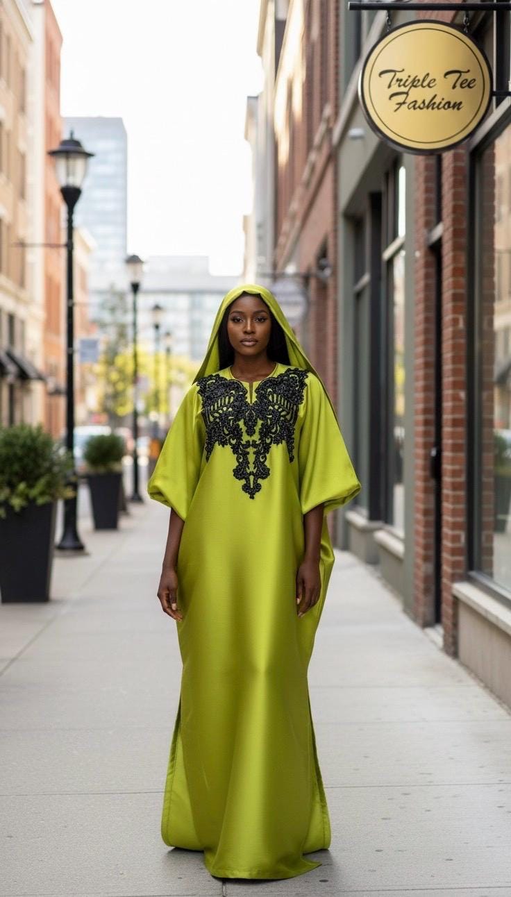 Mikado Boubou Kaftan | African Appliqué Dress