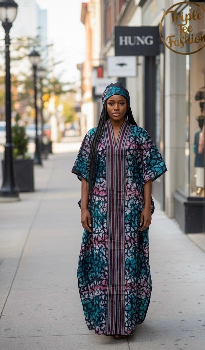 African Adire Batik Boubou dress |Inner belt bubu Kaftan| Handmade African print dress | Nigerian made | Tie and Dye | Rich aunty| Ankara