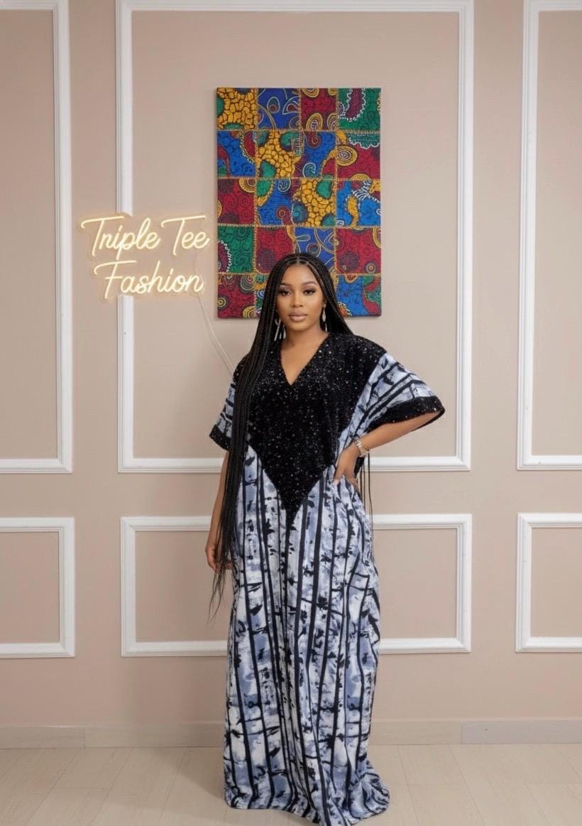 Sequin Ankara Boubou Dress | African Kaftan, Party Gown