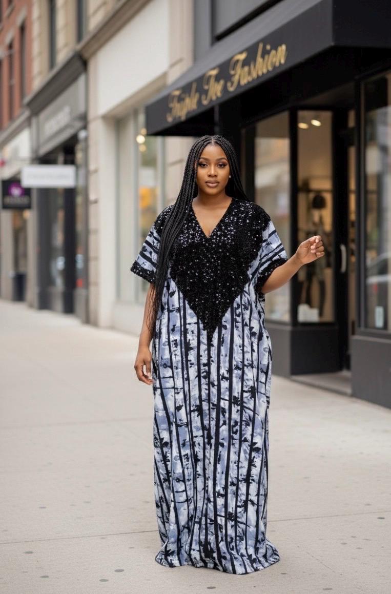 Sequin Ankara Boubou Dress | African Kaftan, Party Gown