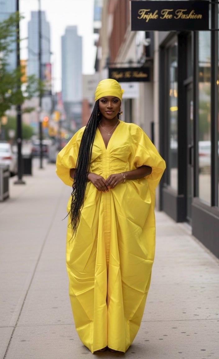 African Liquid Mikado Boubou | Nigerian Kaftan Party Dress