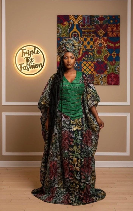 African Adire Batik Boubou dress |Inner belt bubu Kaftan| Handmade African print dress | Nigerian made | Tie and Dye | Rich aunty| Ankara
