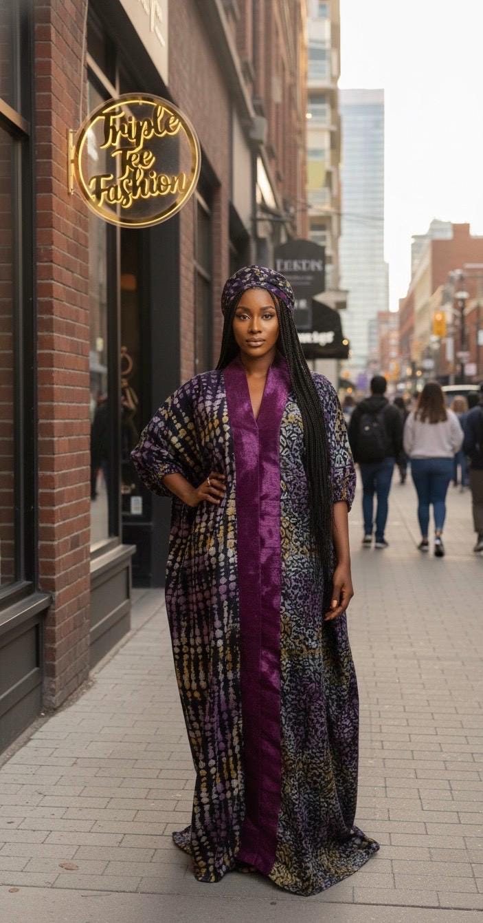 Handmade Adire Batik Kaftan Dress | Nigerian Cotton Boubou