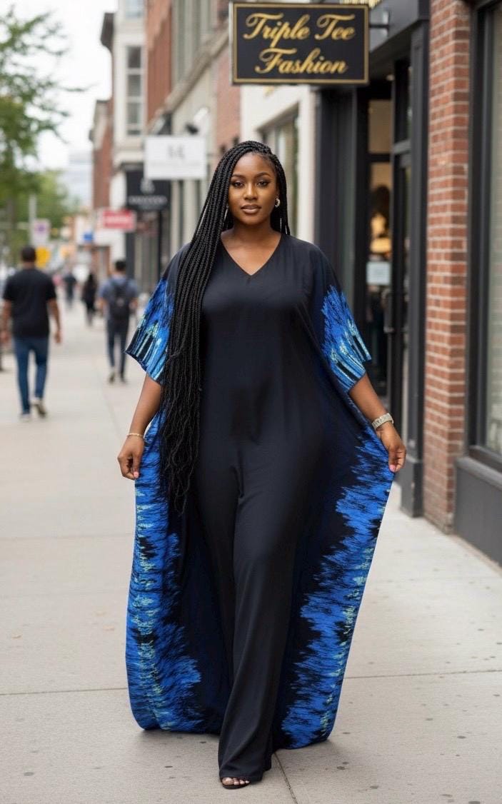African Print Crepe Kaftan Dress | Summer Boubou, One Size