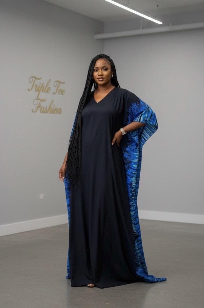 African Print Crepe Kaftan Dress | Summer Boubou, One Size