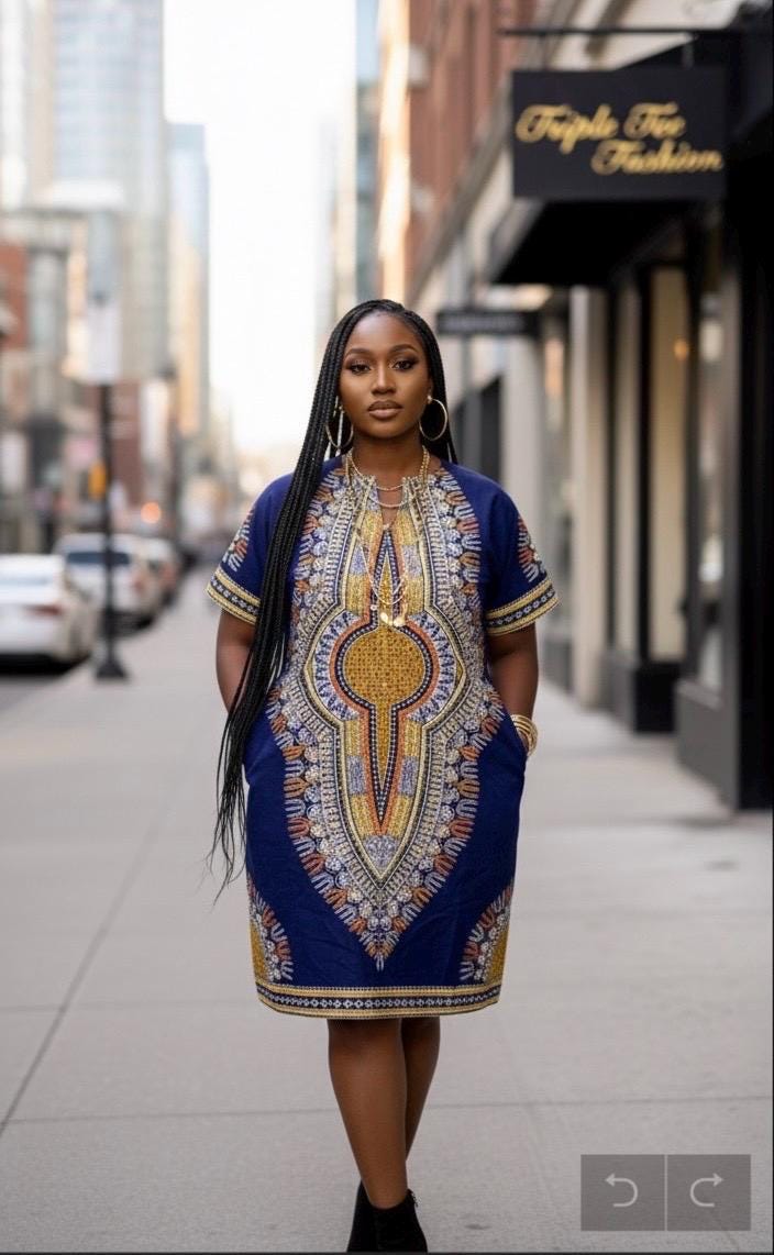 African Ankara Cotton Dress | Stoned Kaftan Boubou