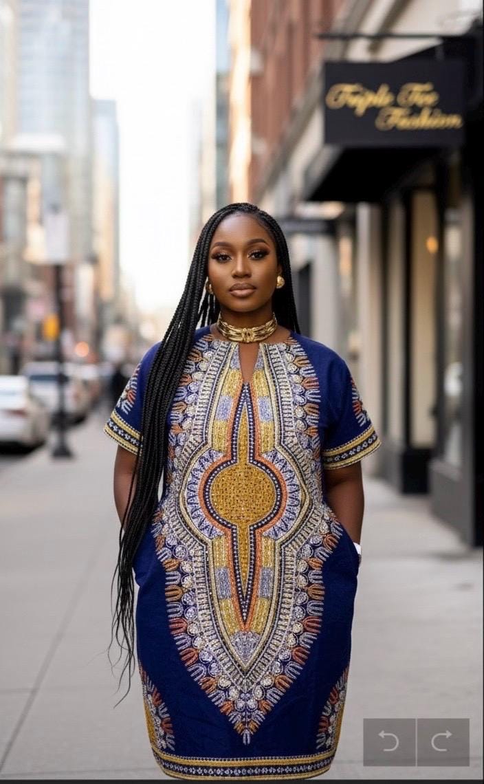 African Ankara Cotton Dress | Stoned Kaftan Boubou