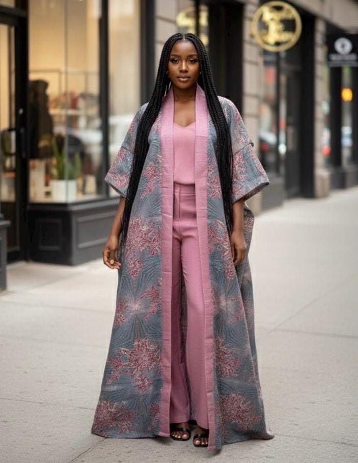 Brocade Kimono and Pants Set: African Style, European Fabric