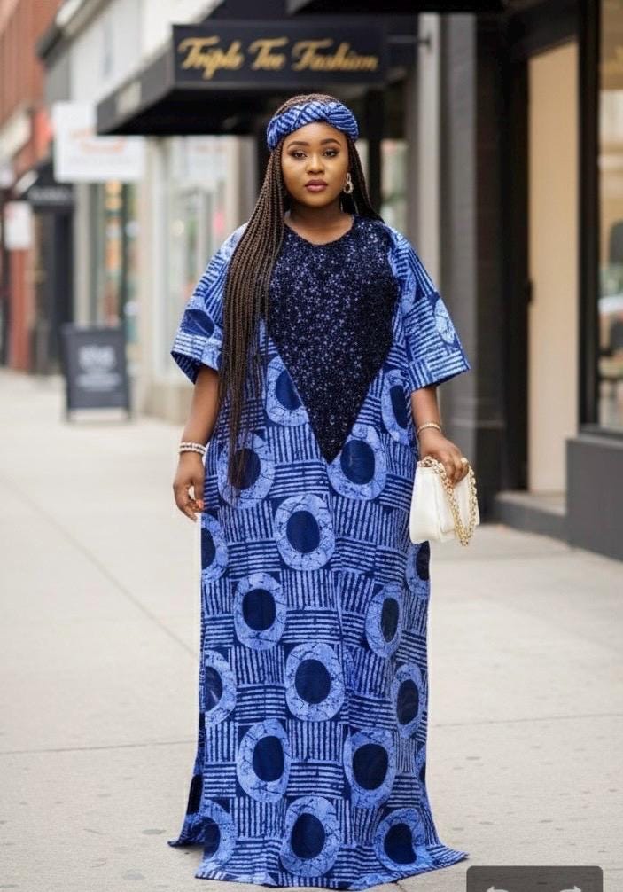 African Kampala Kaftan Dress | Sequin Bubu, Plus Size