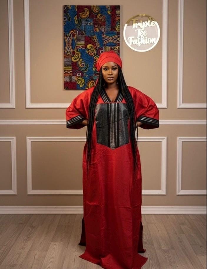 Mikado Aso Oke Boubou Dress | African Kaftan Jalabiya