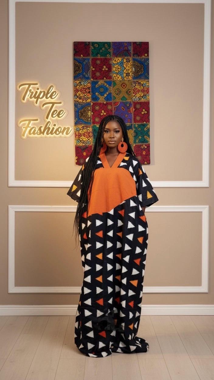African Print Ankara Boubou Dress | Cotton Kaftan