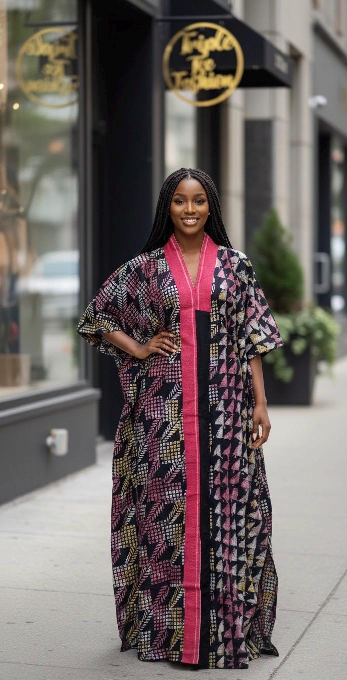 Handmade Adire Boubou Dress | Nigerian Tie Dye Kaftan