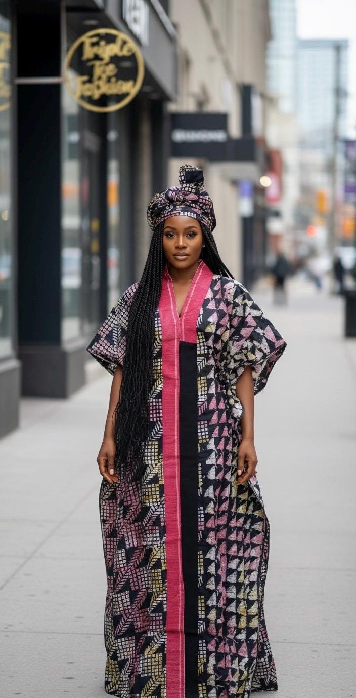 Handmade Adire Boubou Dress | Nigerian Tie Dye Kaftan