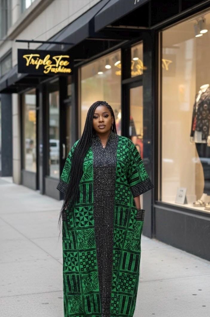 African Ankara Kaftan Dress | Stoned Cotton Boubou