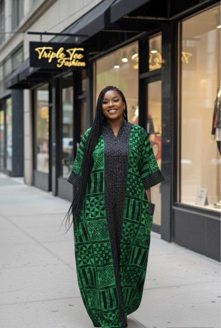 African Ankara Kaftan Dress | Stoned Cotton Boubou