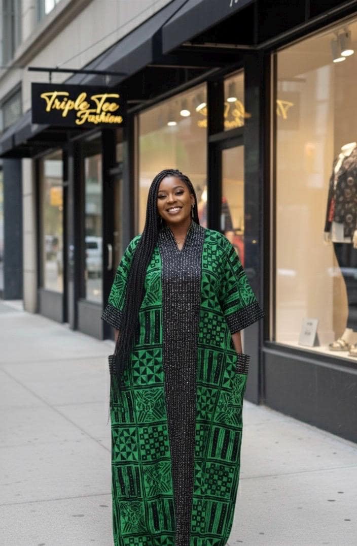 African Ankara Kaftan Dress | Stoned Cotton Boubou